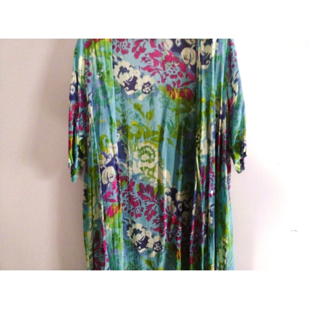 Ulla Popken Multicolor Long Duster Cottagecore Fl… - image 4